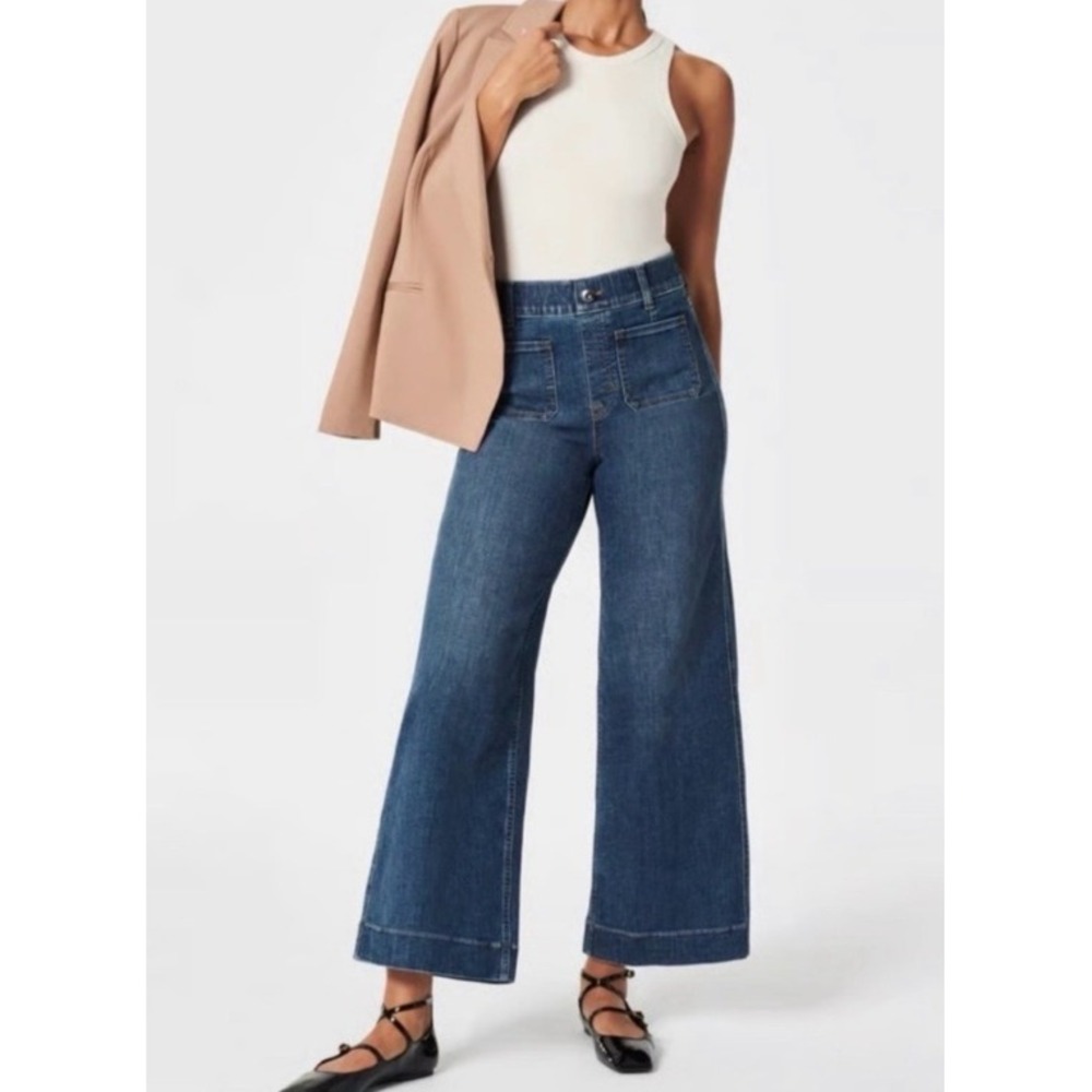 Bagatelle Wide Leg Jeans 30 Dark‎ Wash Blue High Rise Cropped